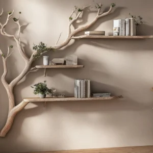 Wooden Mounted Tree Bookshelf Artistic Nature Inspired Wall Storage