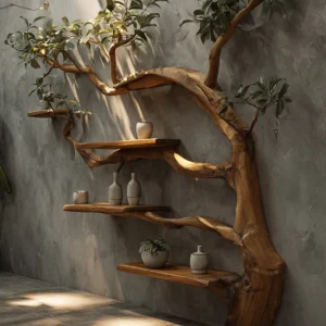 Wooden Bespoke Tree Bookshelf Solid Wood Nature Theme Room Decor