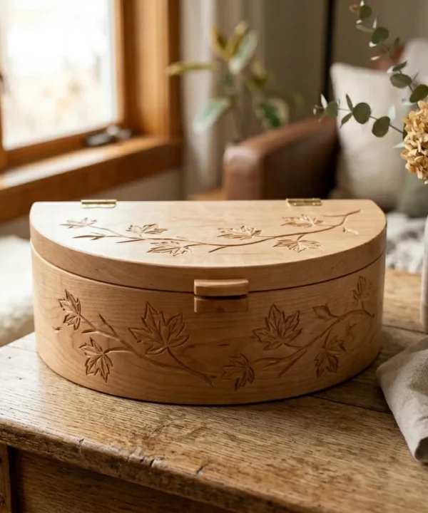 Wooden Decorative Box Maple Leaf Nature Home Decor