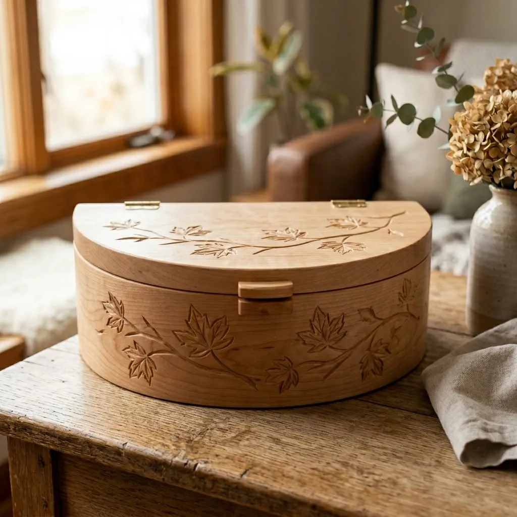 Wooden Decorative Box Maple Leaf Nature Home Decor