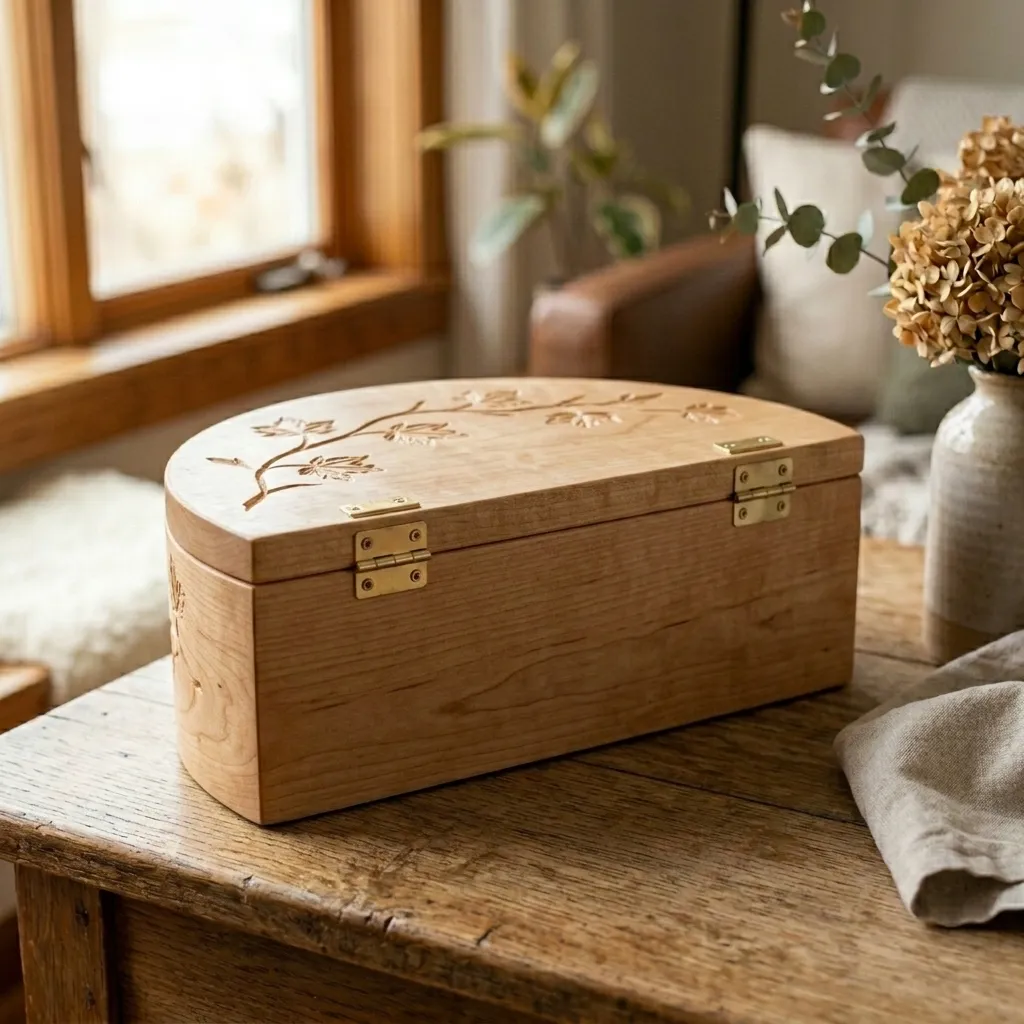 Wooden Decorative Box Maple Leaf Nature Home Decor