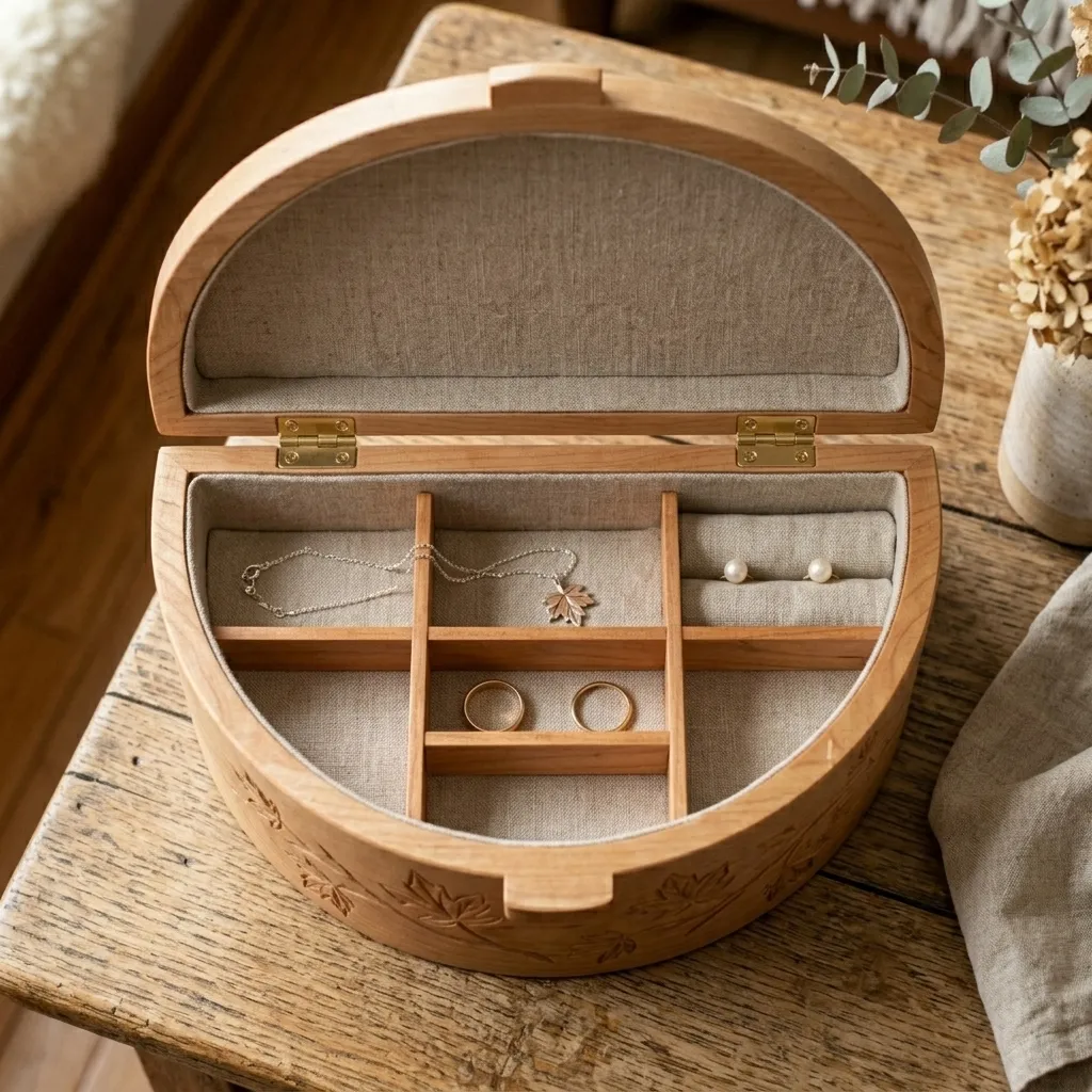 Wooden Decorative Box Maple Leaf Nature Home Decor