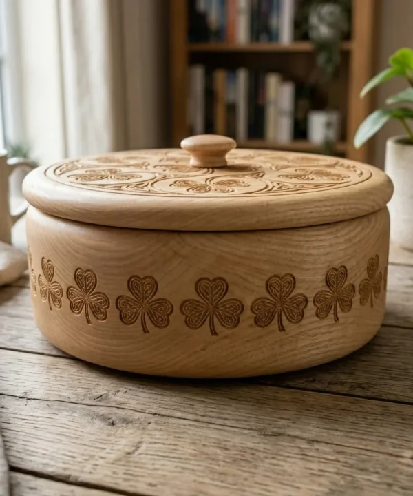 Wooden Decorative Box Shamrock Leaf Nature Home Decor