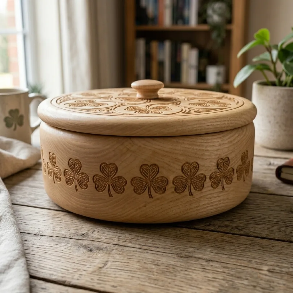 Wooden Decorative Box Shamrock Leaf Nature Home Decor