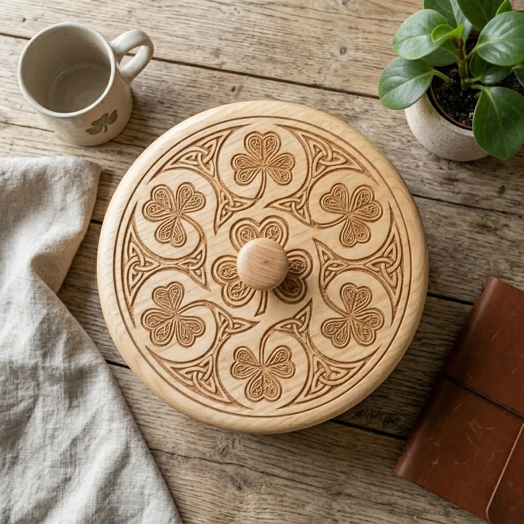 Wooden Decorative Box Shamrock Leaf Nature Home Decor