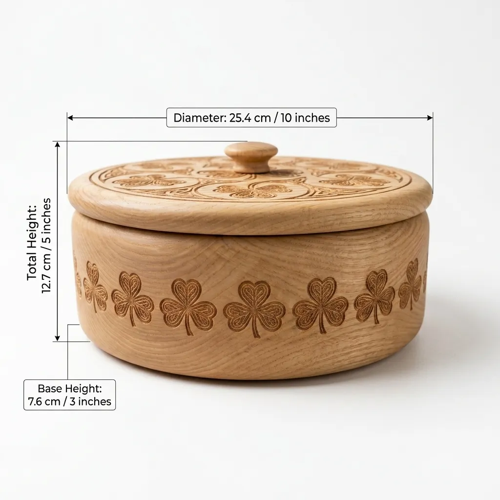 Wooden Decorative Box Shamrock Leaf Nature Home Decor