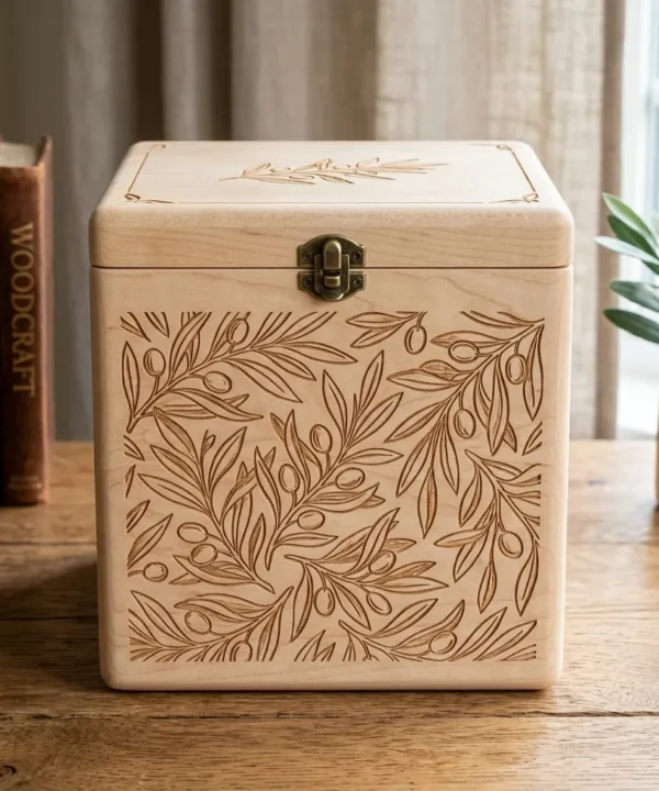 Wooden Decorative Box Olive Leaf Nature Home Decor