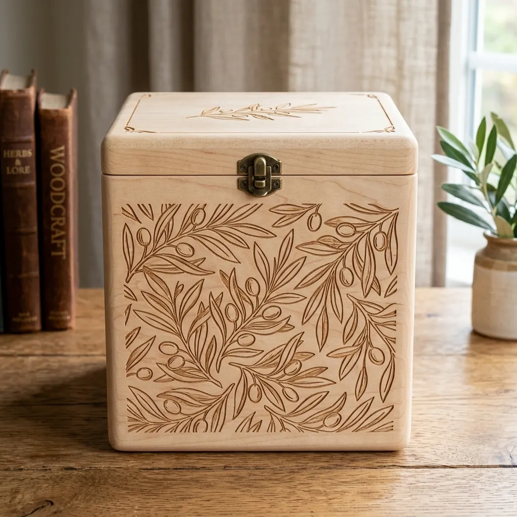 Wooden Decorative Box Olive Leaf Nature Home Decor