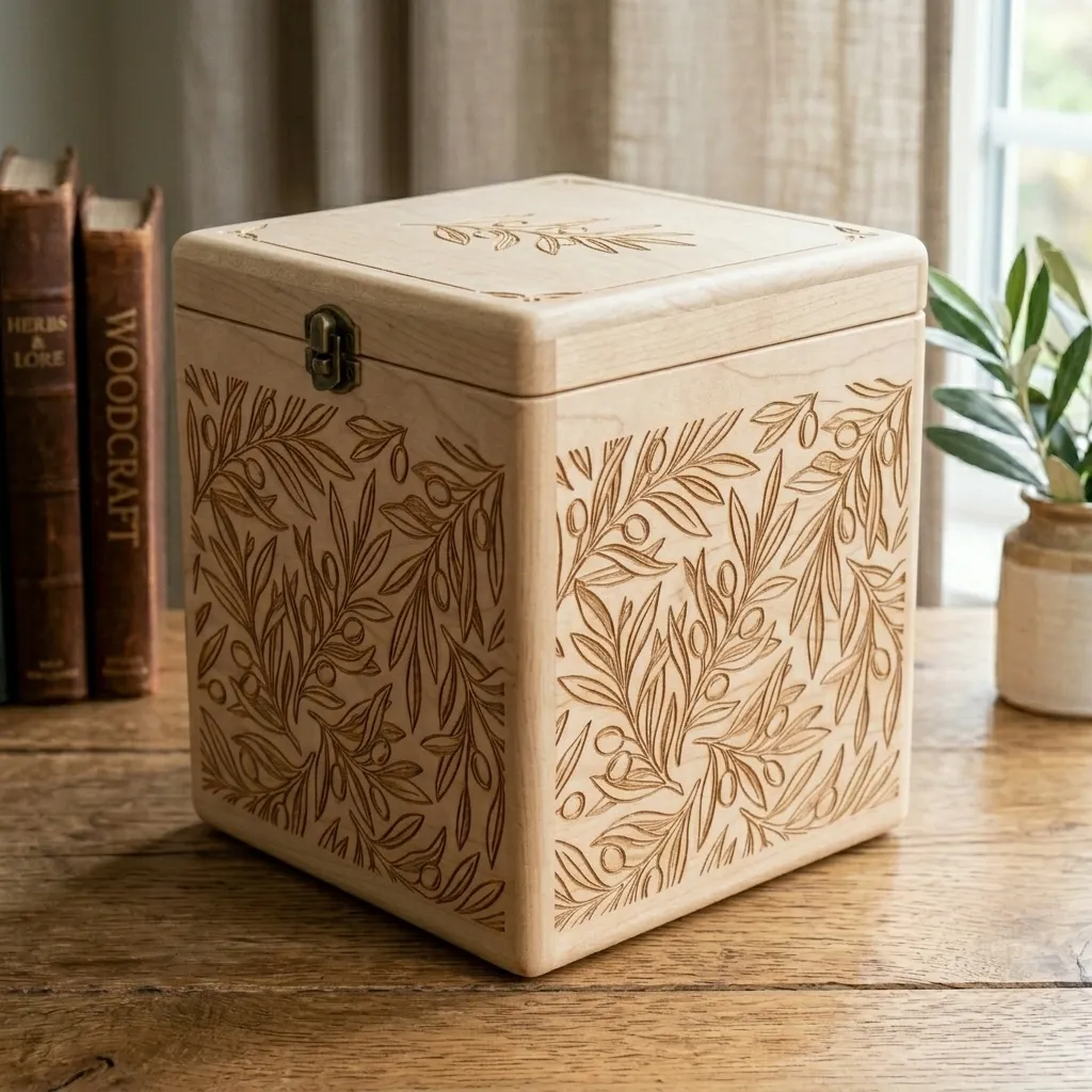 Wooden Decorative Box Olive Leaf Nature Home Decor
