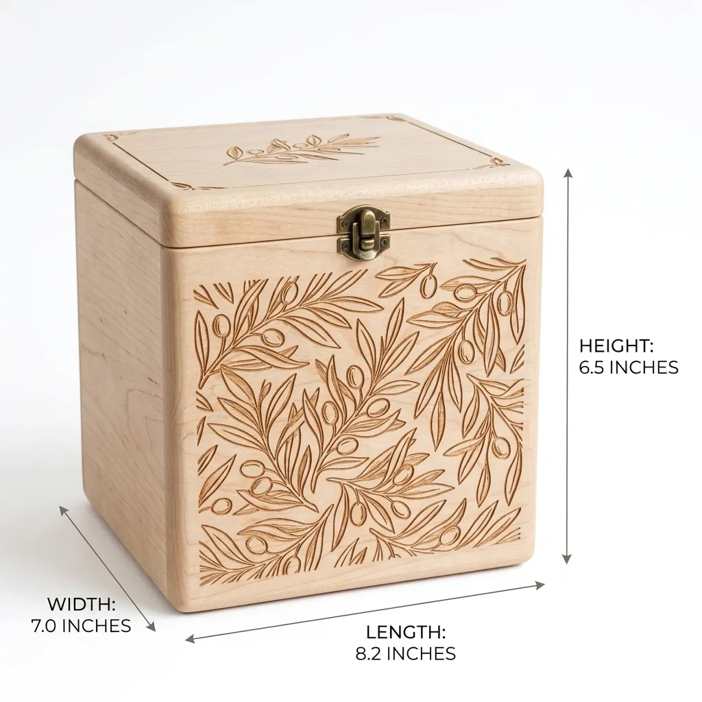 Wooden Decorative Box Olive Leaf Nature Home Decor