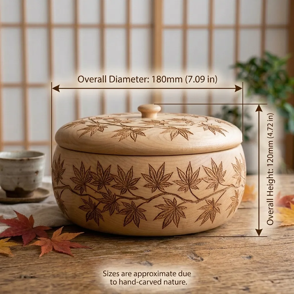 Wooden Decorative Box Momiji Leaf Nature Home Decor