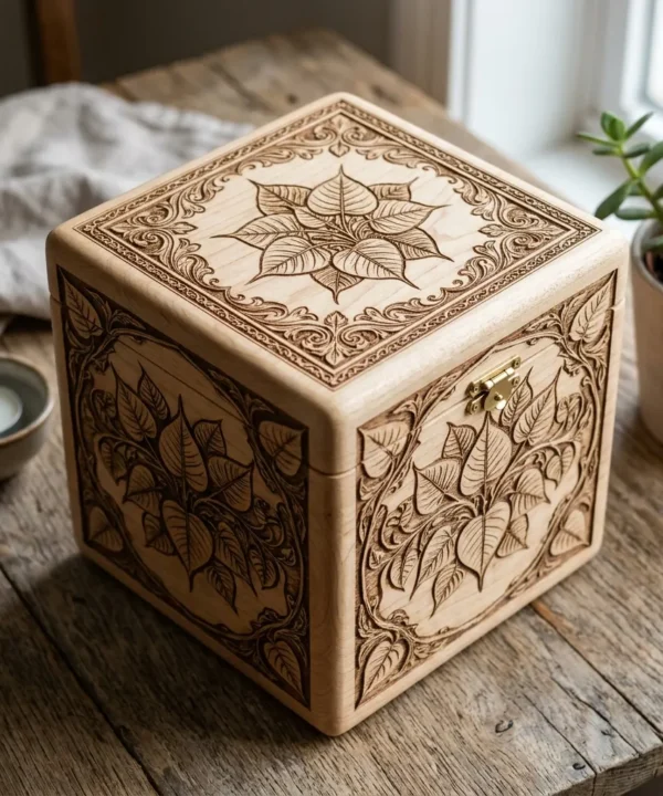 Wooden Decorative Box Bodhi Leaf Nature Home Decor