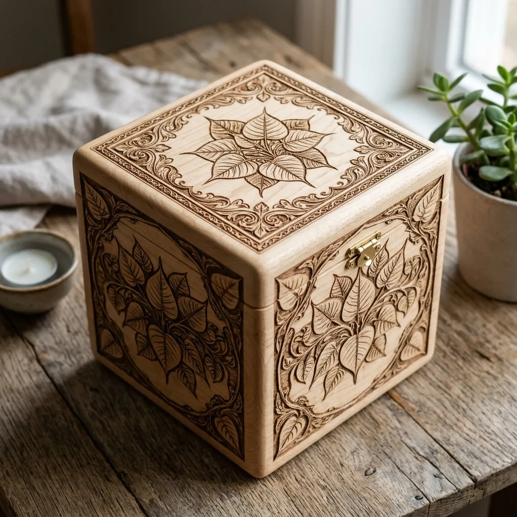 Wooden Decorative Box Bodhi Leaf Nature Home Decor