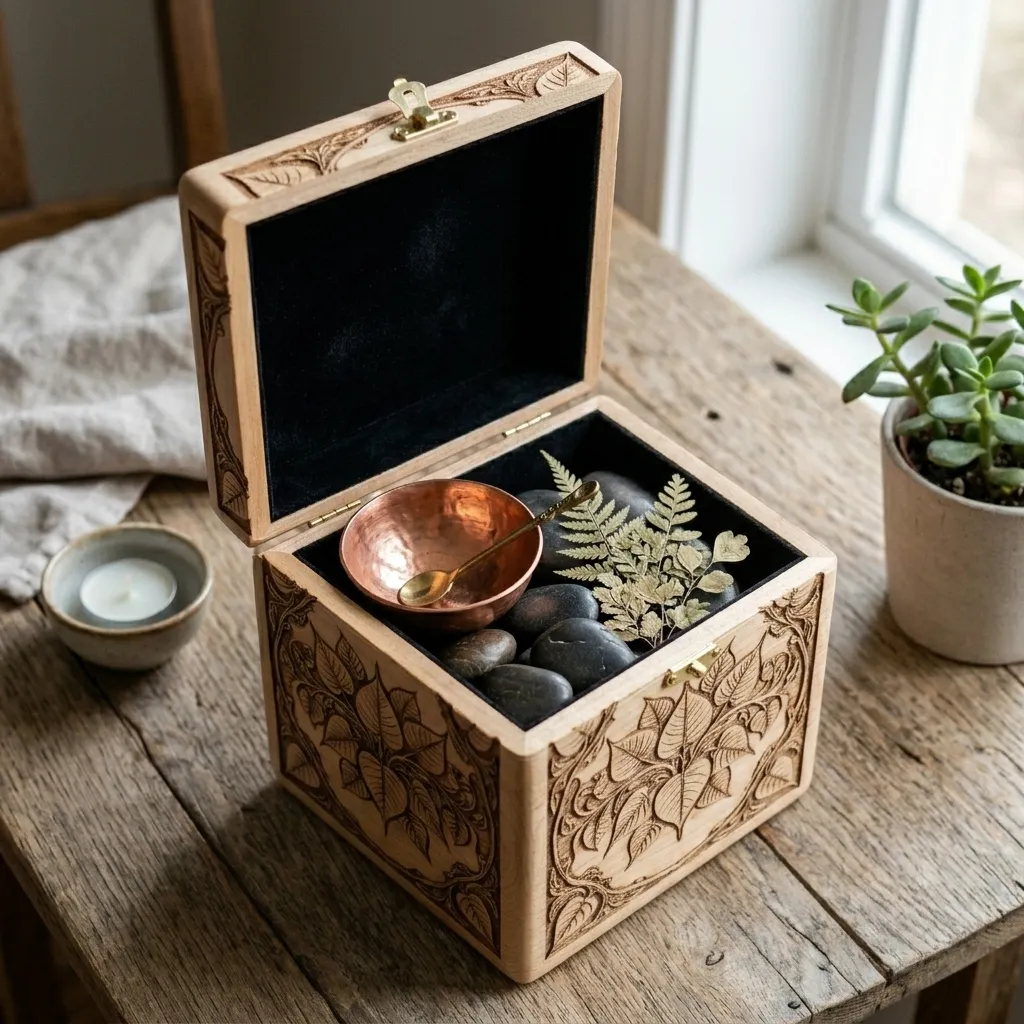 Wooden Decorative Box Bodhi Leaf Nature Home Decor