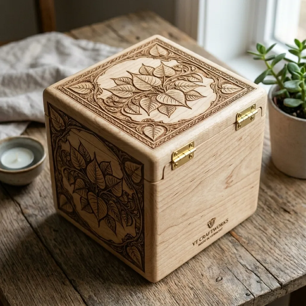 Wooden Decorative Box Bodhi Leaf Nature Home Decor