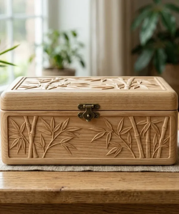Wooden Decorative Box Bamboo Leaf Nature Home Decor