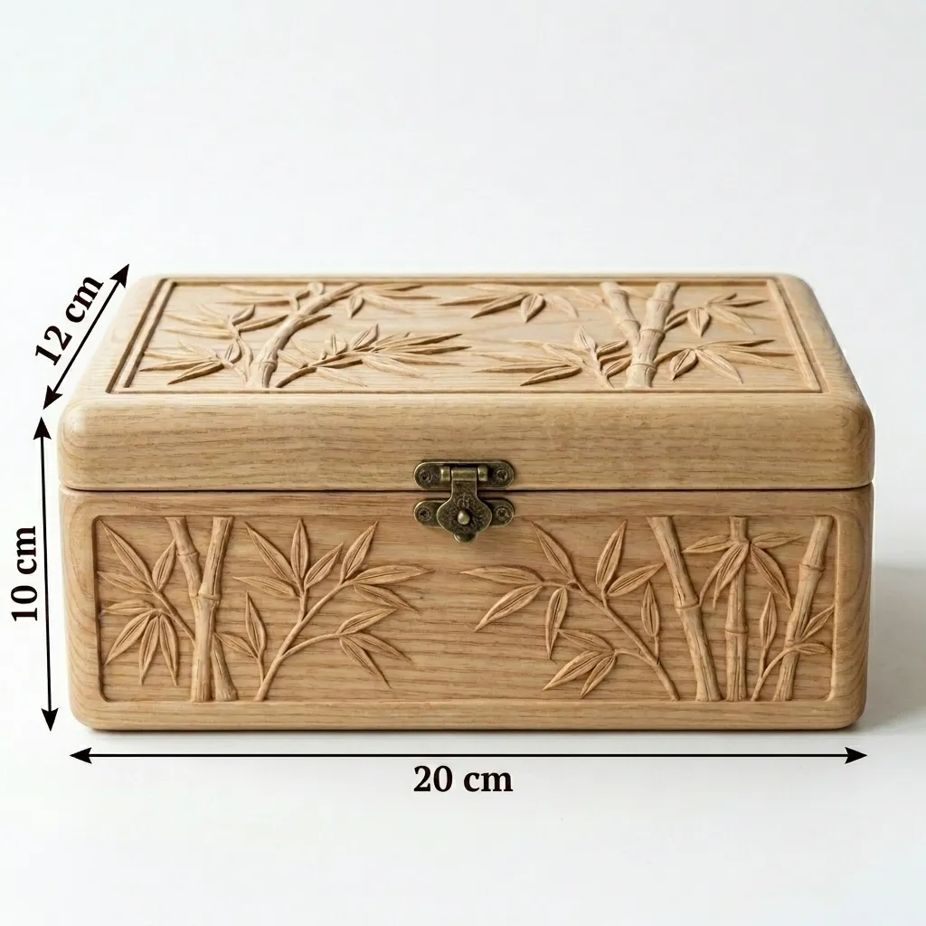 Wooden Decorative Box Bamboo Leaf Nature Home Decor