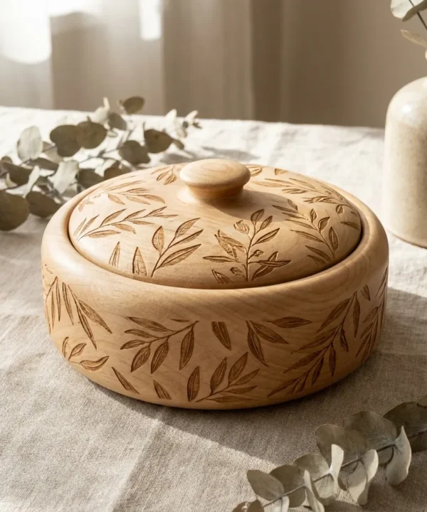 Wooden Decorative Box Eucalyptus Leaf Nature Home Decor