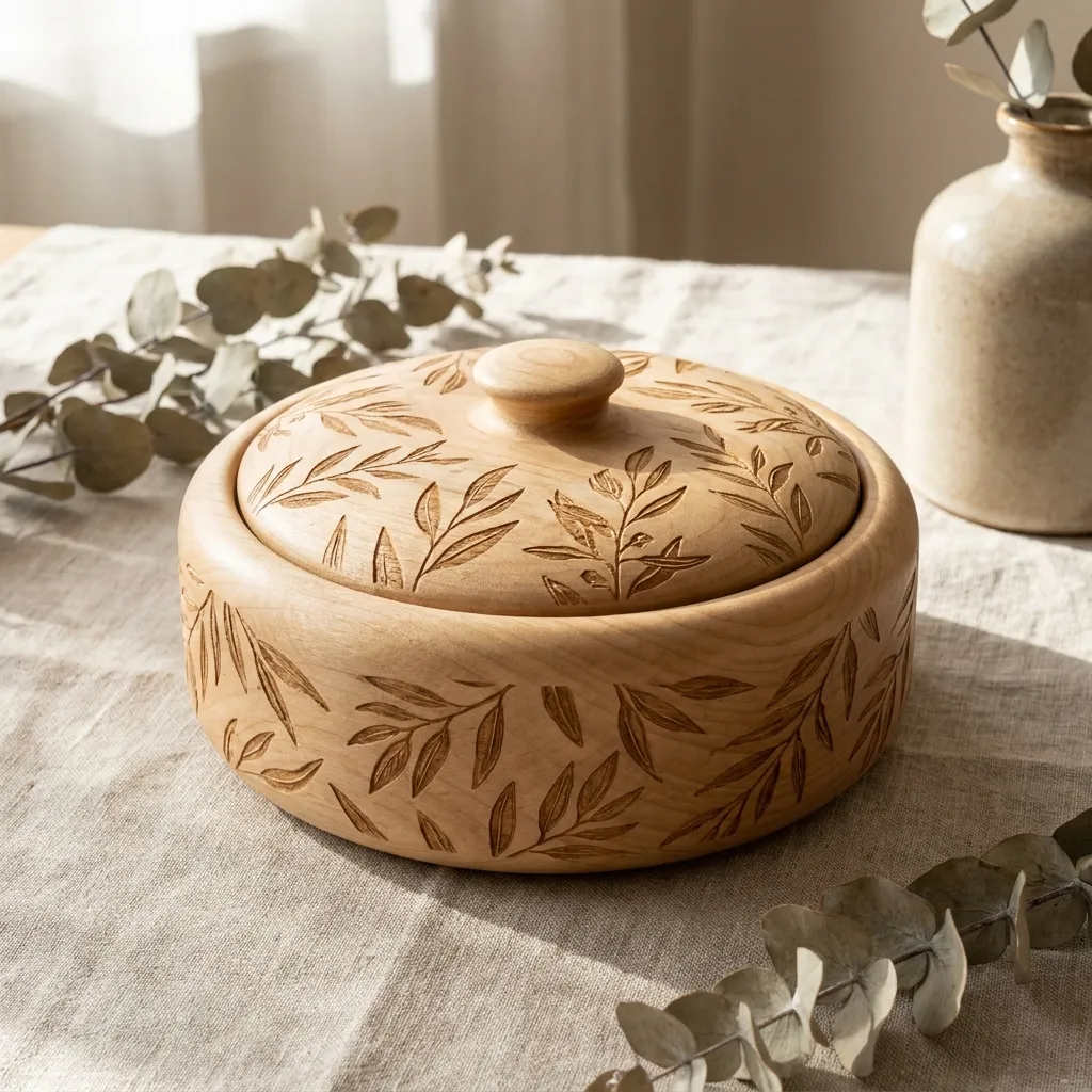 Wooden Decorative Box Eucalyptus Leaf Nature Home Decor