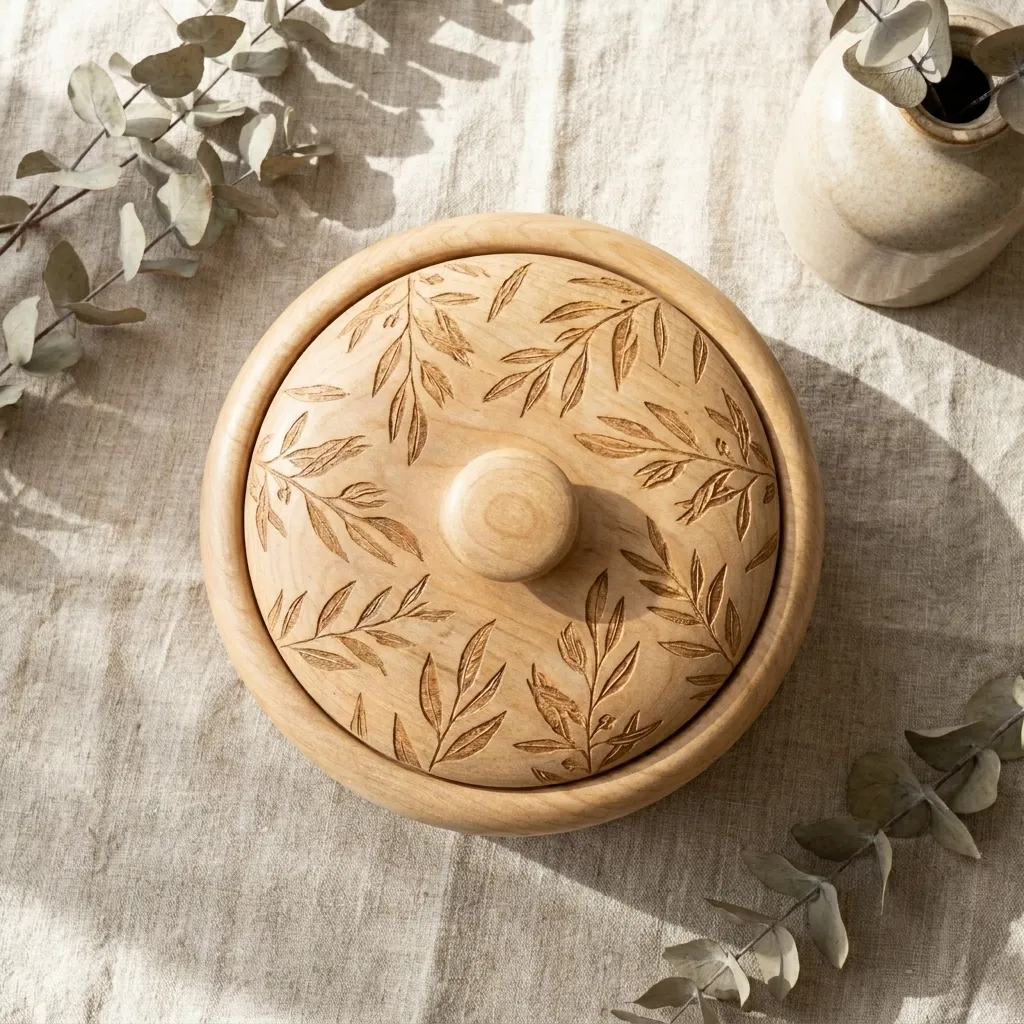 Wooden Decorative Box Eucalyptus Leaf Nature Home Decor