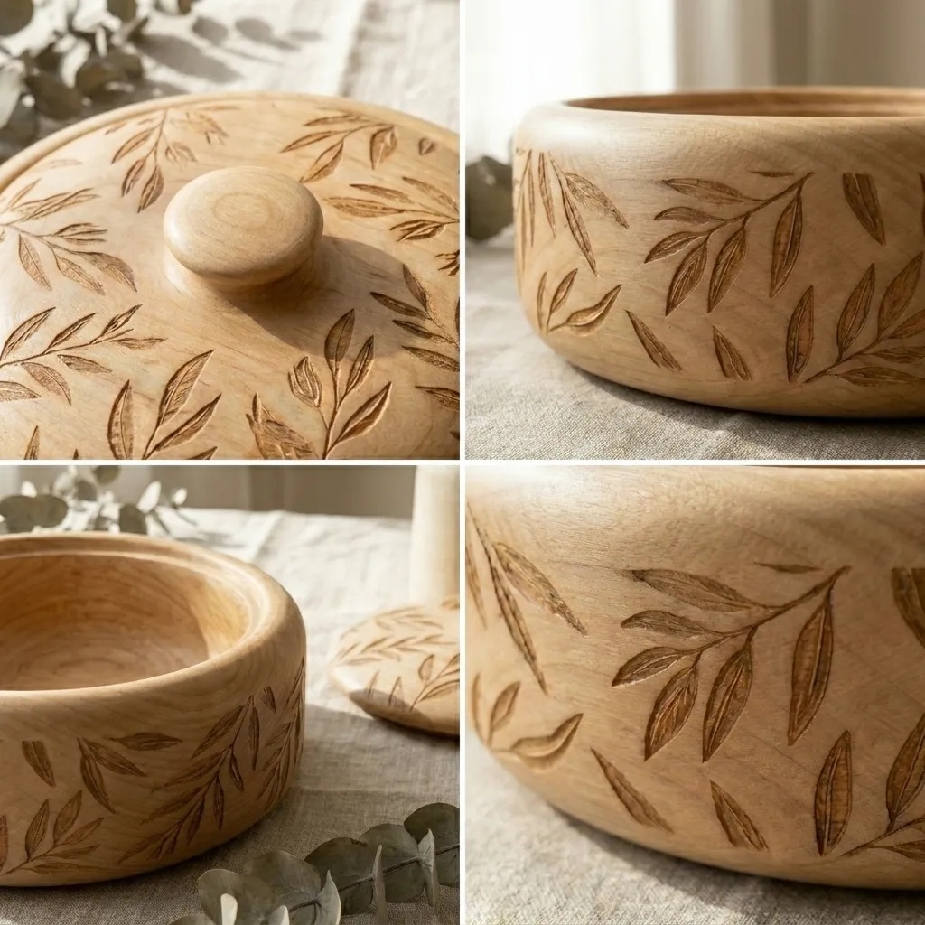Wooden Decorative Box Eucalyptus Leaf Nature Home Decor
