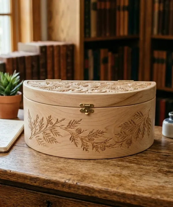 Wooden Decorative Box Cedar Leaf Nature Home Decor