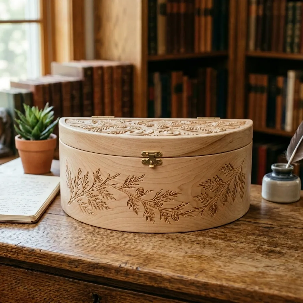 Wooden Decorative Box Cedar Leaf Nature Home Decor